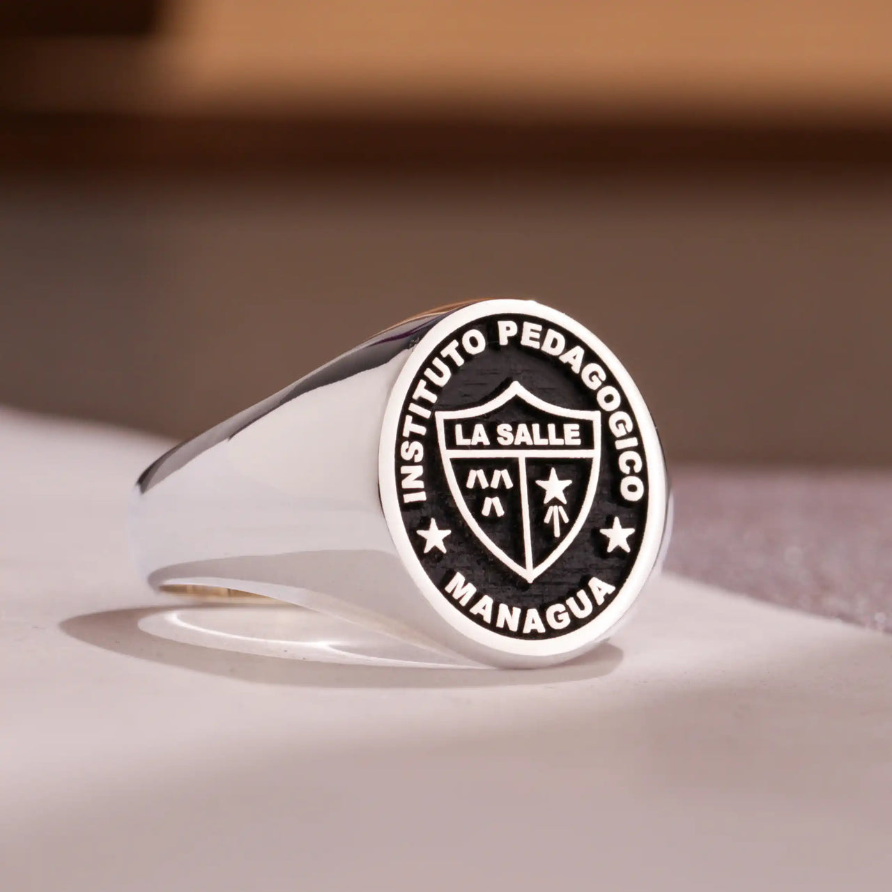 Custom Ring - 925 Silver - Raised Design with Black Inlay