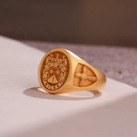 Thumbnail for Custom Ring - Gold Coated - Raised Design with Side Engravings