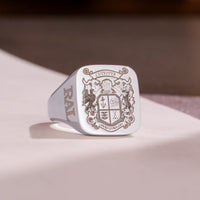 Thumbnail for Custom Ring - White Gold Coated - Recessed Design with Side Engravings