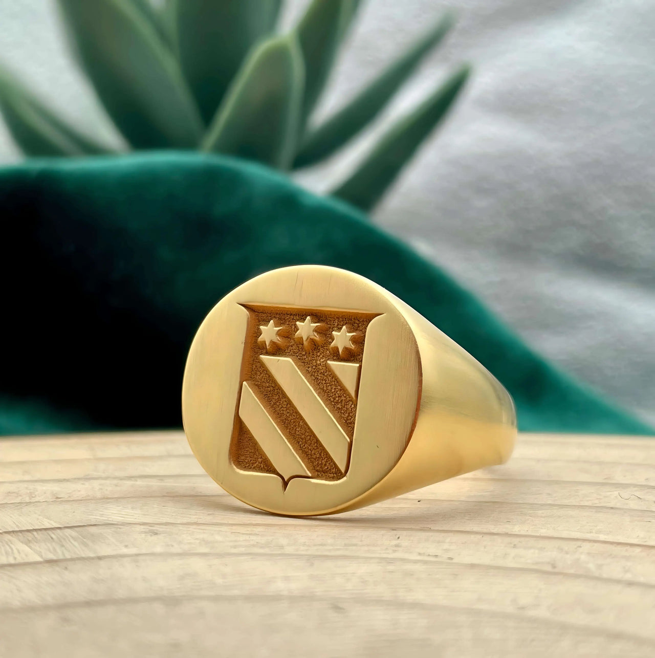 Solid Gold Custom Engraved Signet Ring