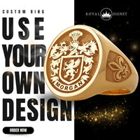 Thumbnail for Custom Ring - Gold Coated - Raised Design with Side Engravings