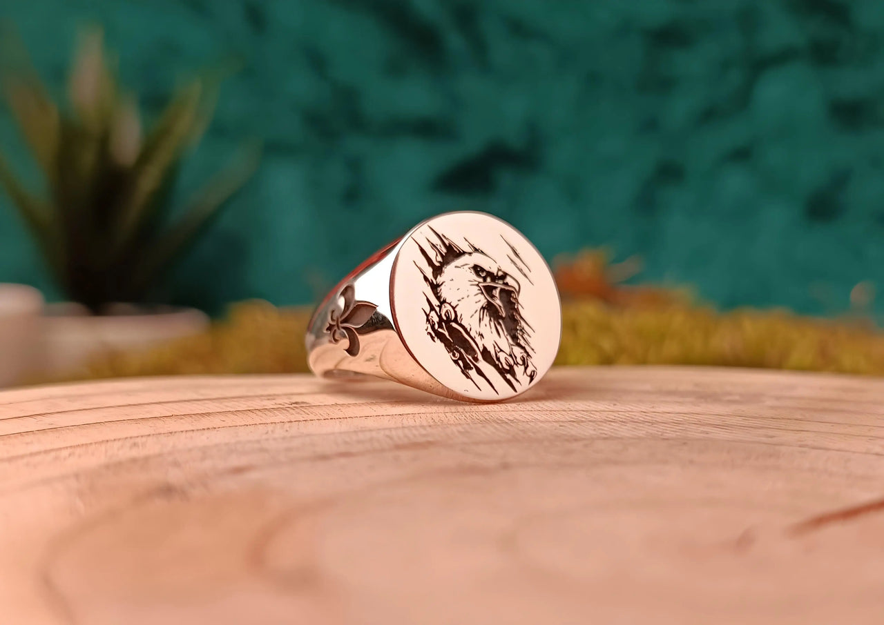 Solid Gold Custom Engraved Signet Ring