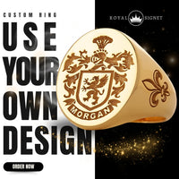 Thumbnail for Custom Ring - Gold Coated - Recessed Design with Side Engravings