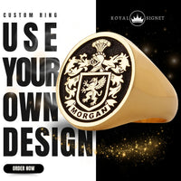 Thumbnail for Custom Ring - Gold Coated - Raised Design with Black Inlay