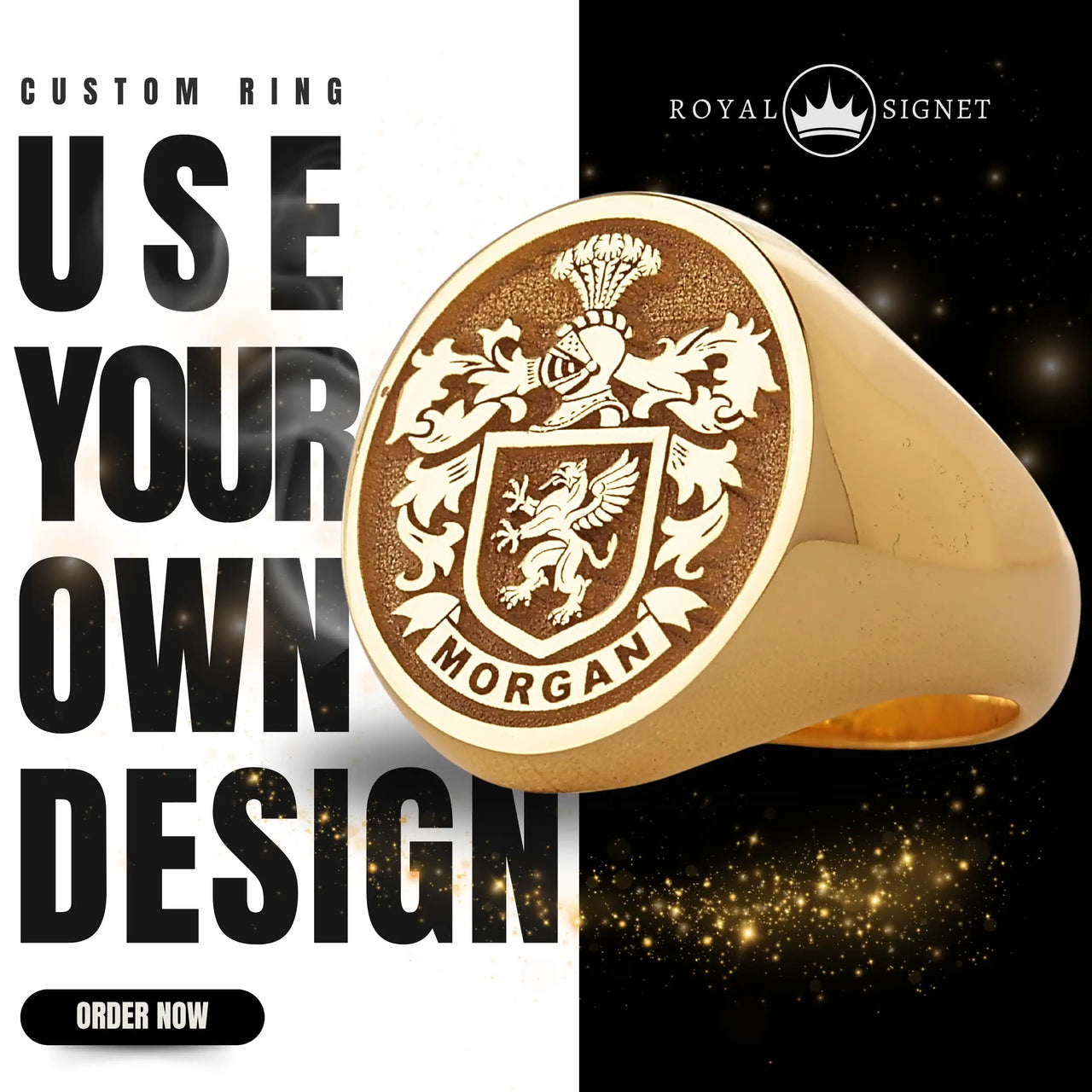 Custom Ring - Gold Coated - Raised Design