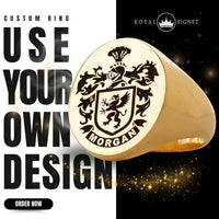 Thumbnail for Custom Ring - Gold Coated - Recessed Design with Black Inlay