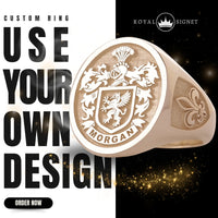 Thumbnail for Custom Ring - 925 Silver - Raised Design with Side Engravings