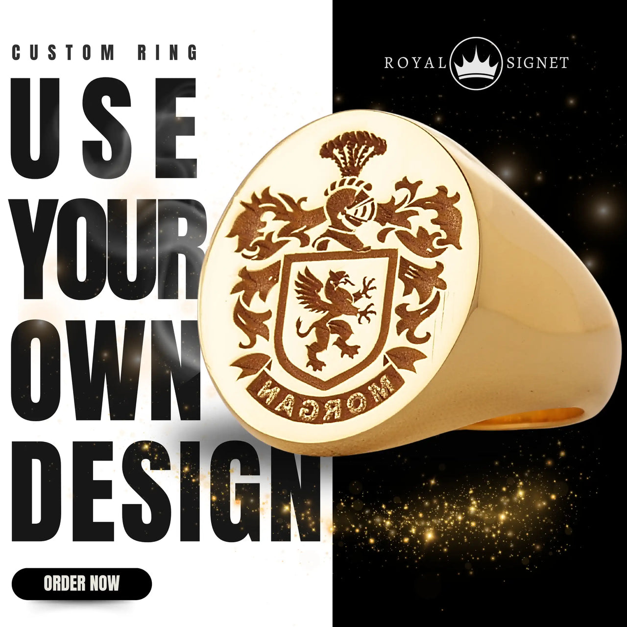 Custom Wax Seal Ring - Gold Coated - Recessed & Reversed Design