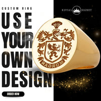 Thumbnail for Custom Wax Seal Ring - Gold Coated - Recessed & Reversed Design