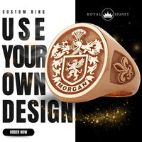 Thumbnail for Custom Ring - Rose Gold Coated - Raised Design with Side Engravings