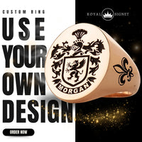 Thumbnail for Custom Ring - Rose Gold Coated - Recessed Design with Black Inlay and Side Engravings