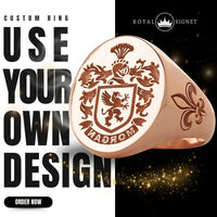 Thumbnail for Custom Wax Seal Ring - Rose Gold Coated - Recessed & Reversed Design with Side Engravings