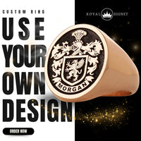 Thumbnail for Custom Ring - Rose Gold Coated - Raised Design with Black Inlay