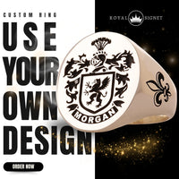 Thumbnail for Custom Ring - 925 Silver - Recessed Design with Black Inlay and Side Engravings