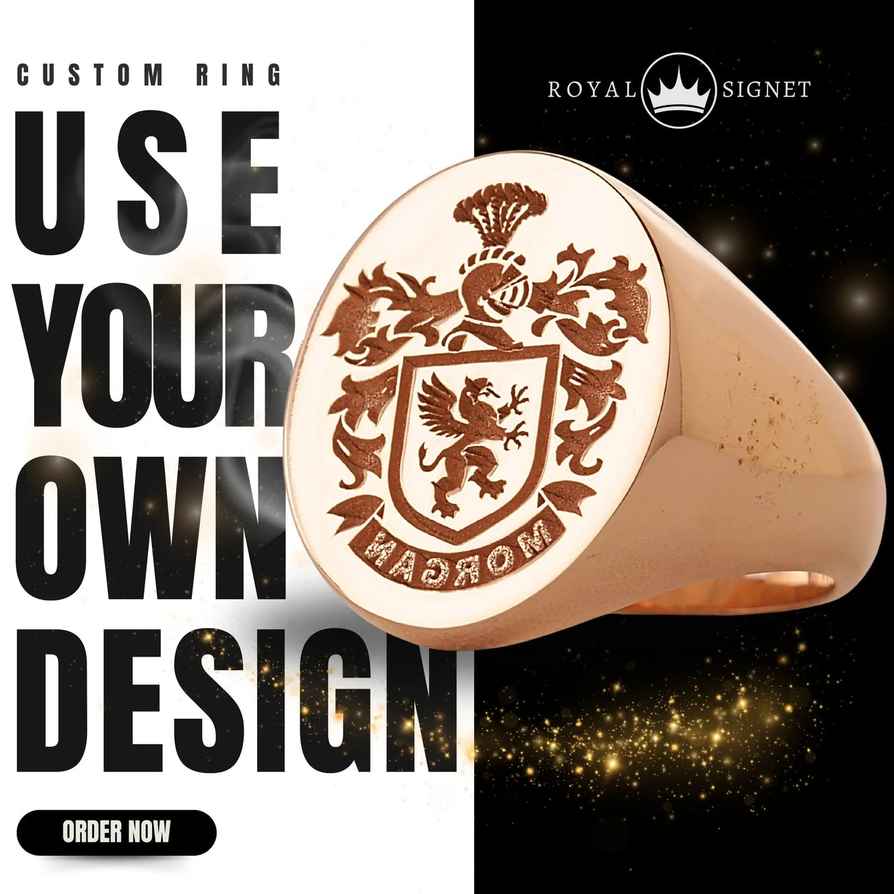 Custom Wax Seal Ring - Rose Gold Coated - Recessed & Reversed Design