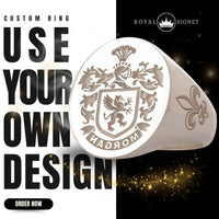 Thumbnail for Custom Wax Seal Ring - White Gold Coated - Recessed & Reversed Design with Side Engravings