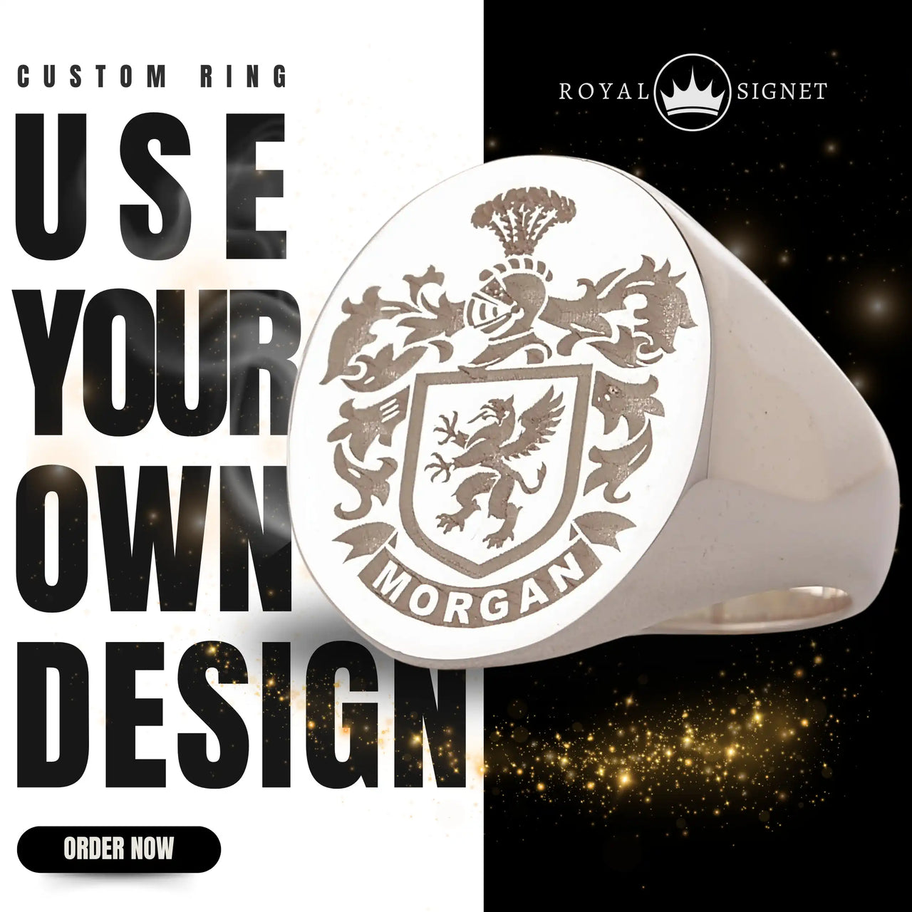 Custom Ring - White Gold Coated - Recessed Design