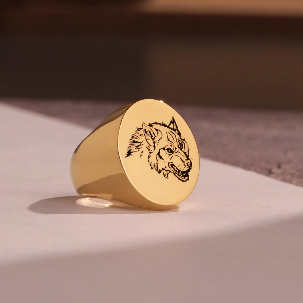 Custom Ring - Gold Coated - Recessed Design with Black Inlay