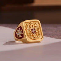 Thumbnail for Custom Ring - Gold Coated - Raised Design with Side Engravings