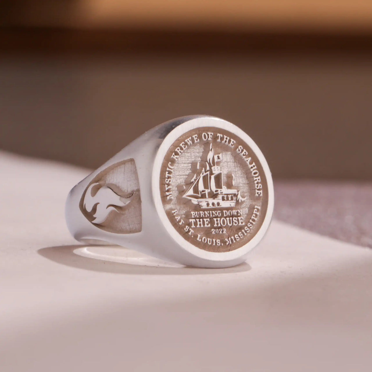 Custom Ring - 925 Silver - Raised Design with Side Engravings