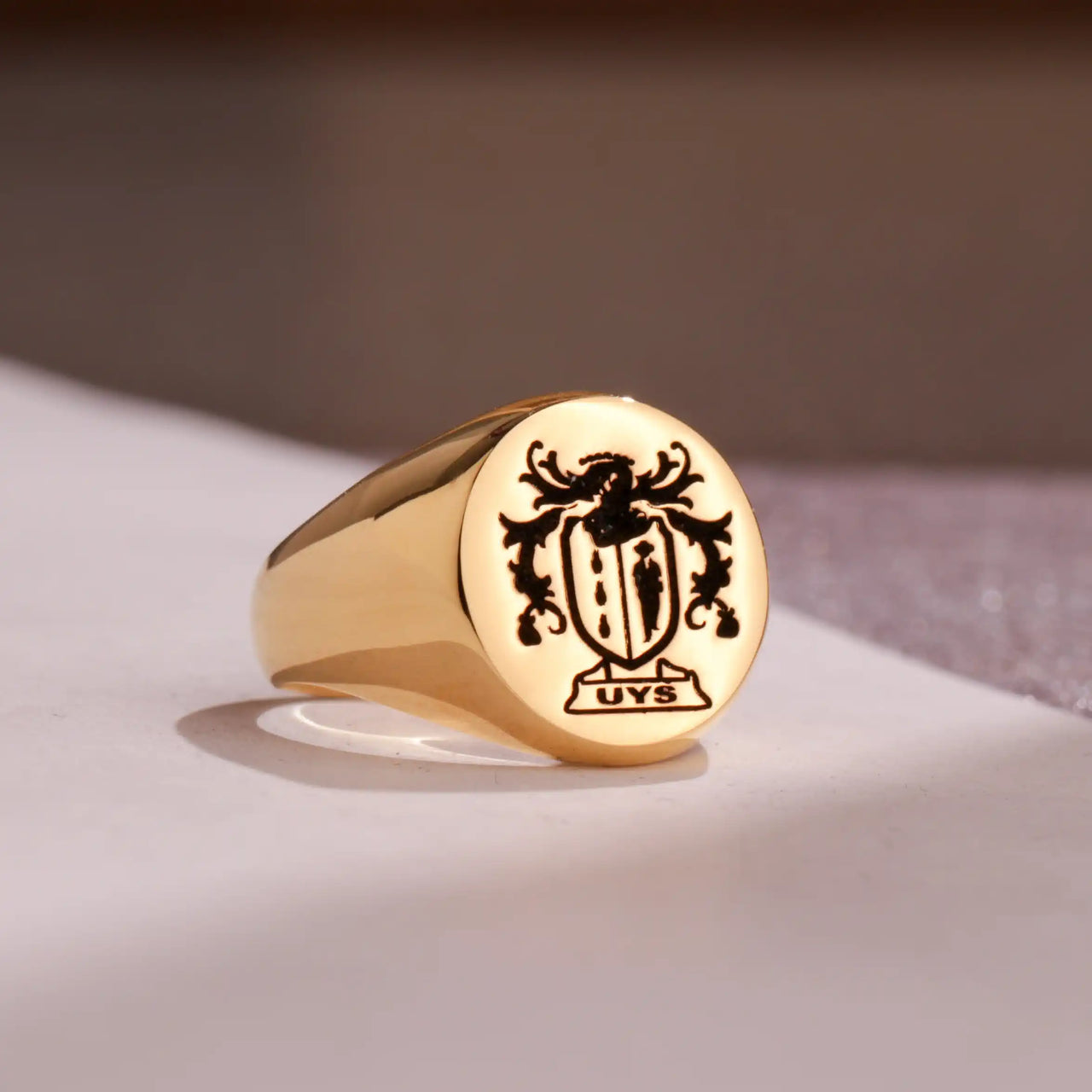 Custom Ring - Gold Coated - Recessed Design with Black Inlay