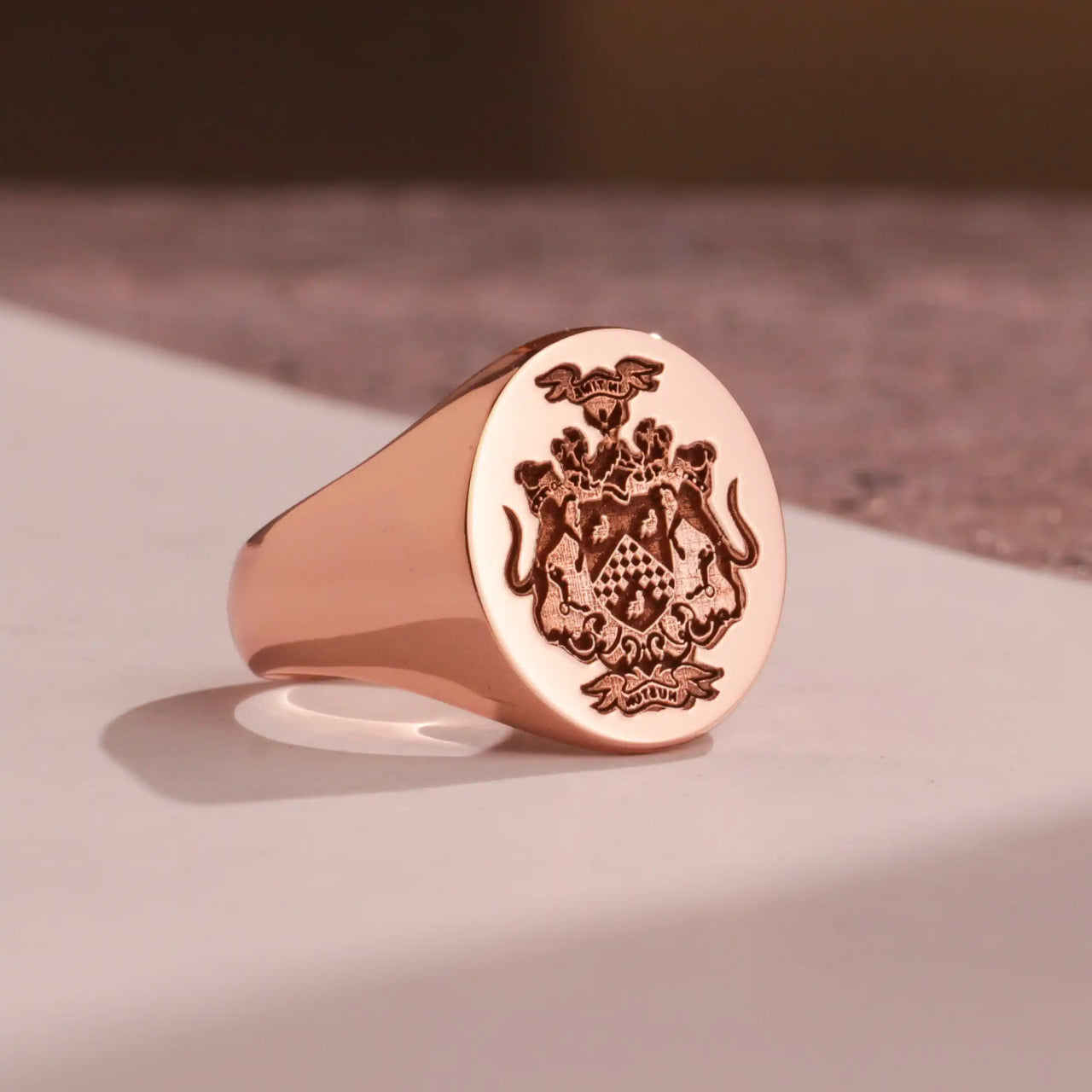 Custom Wax Seal Ring - Rose Gold Coated - Recessed & Reversed Design