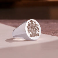 Thumbnail for Custom Wax Seal Ring - White Gold Coated - Recessed & Reversed Design