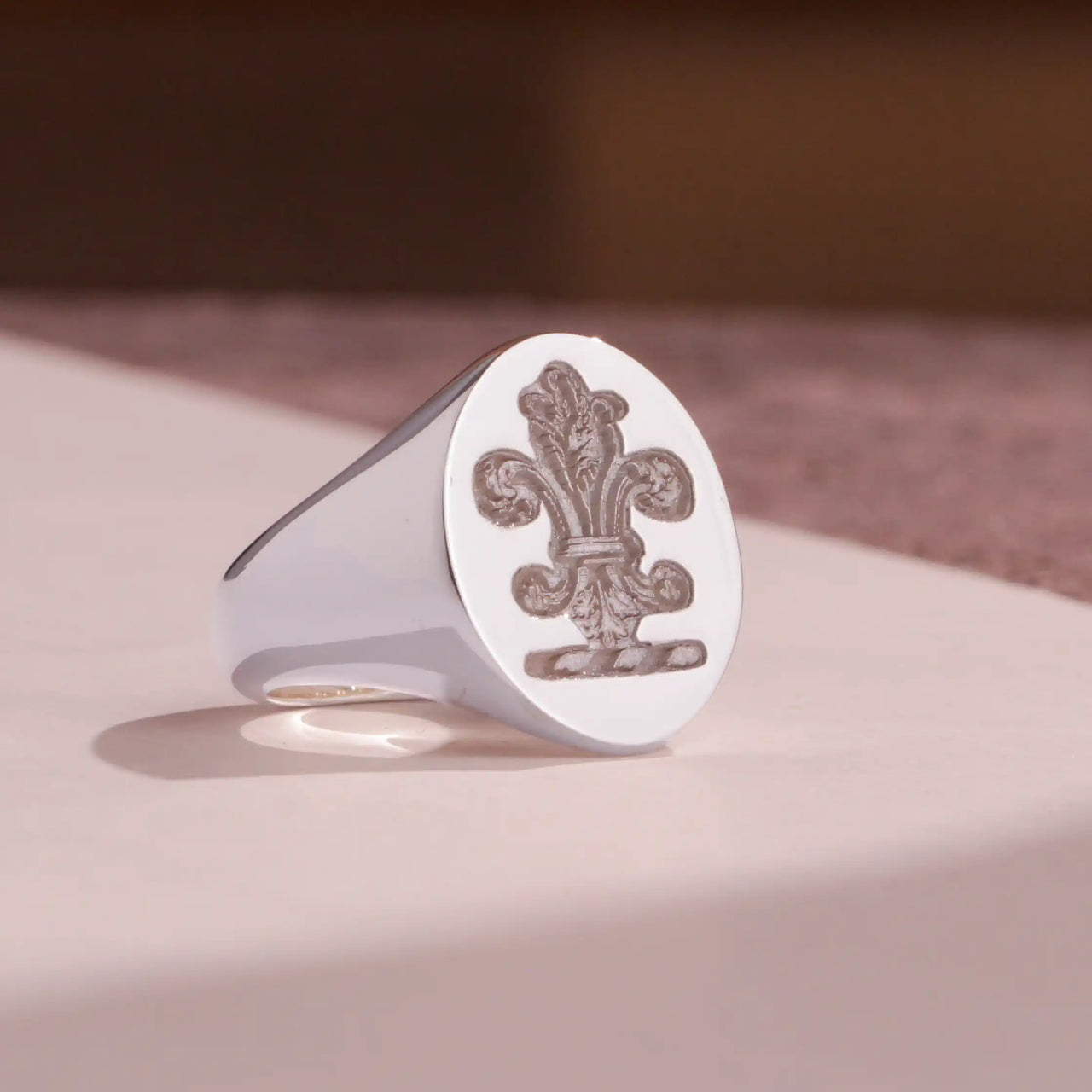 Custom Ring - White Gold Coated - Recessed Design