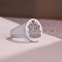 Thumbnail for Custom Wax Seal Ring - White Gold Coated - Recessed & Reversed Design