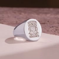 Thumbnail for Custom Wax Seal Ring - White Gold Coated - Recessed & Reversed Design