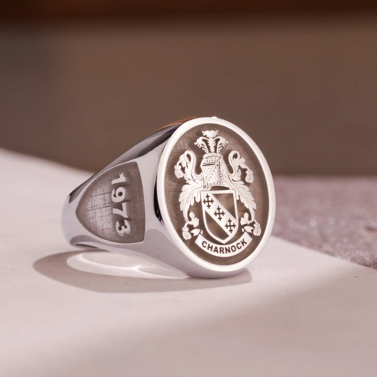 Custom Ring - 925 Silver - Raised Design with Side Engravings