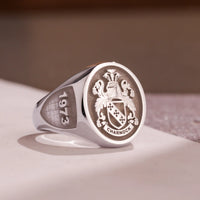 Thumbnail for Custom Ring - 925 Silver - Raised Design with Side Engravings