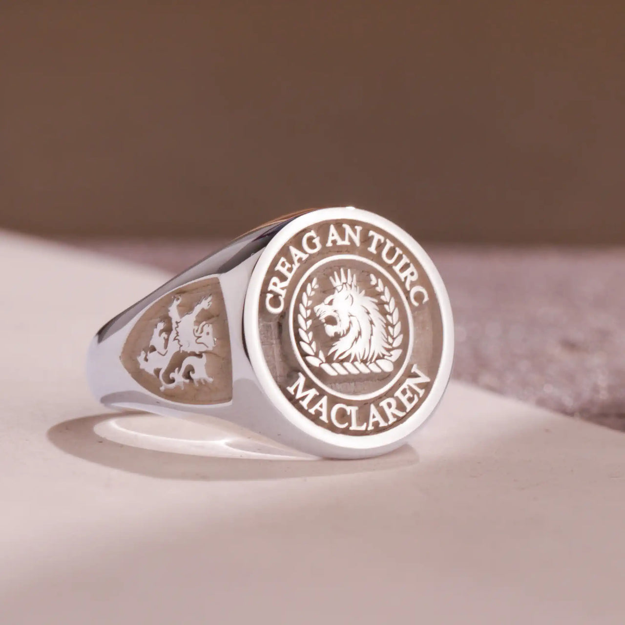 Custom Ring - 925 Silver - Raised Design with Side Engravings