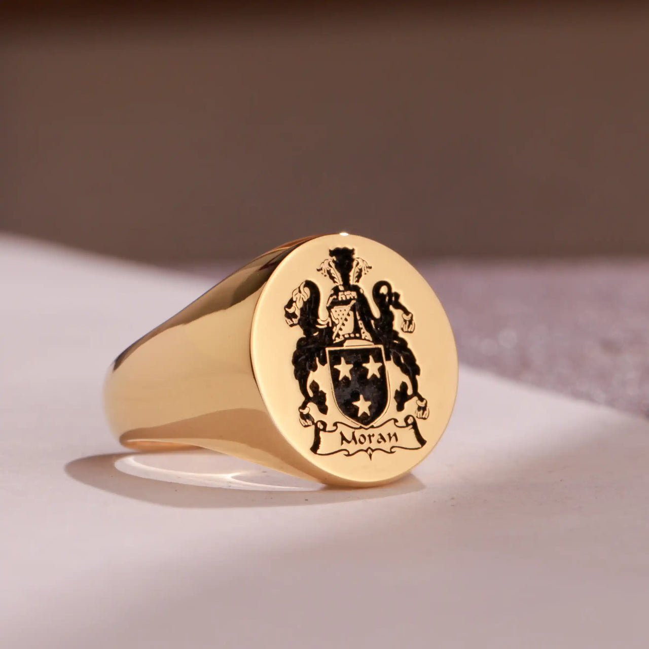 Custom Ring - Gold Coated - Recessed Design with Black Inlay