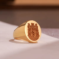 Thumbnail for Custom Wax Seal Ring - Gold Coated - Recessed & Reversed Design