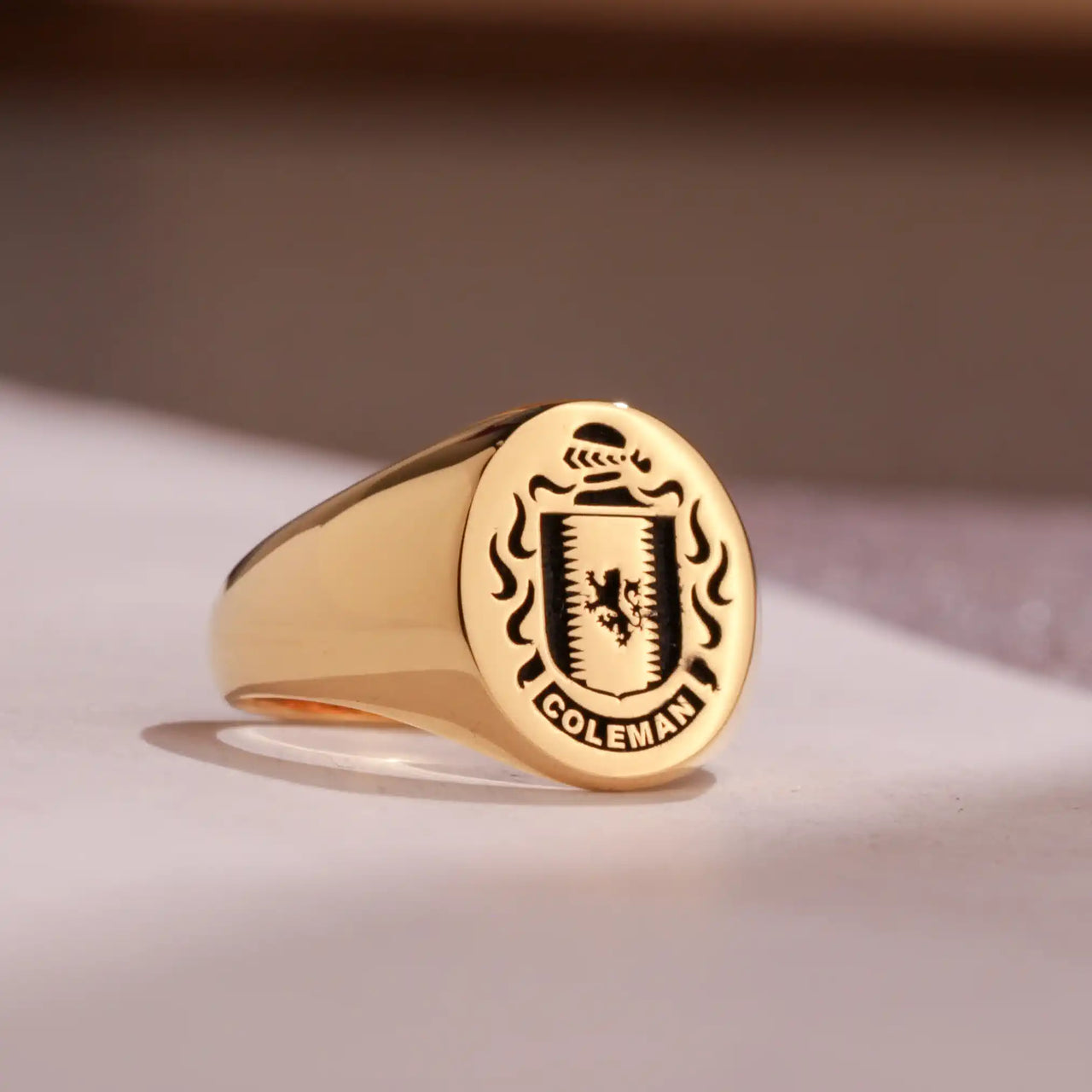 Custom Ring - Gold Coated - Recessed Design with Black Inlay