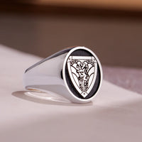 Thumbnail for Custom Ring - White Gold Coated - Raised Design with Black Inlay