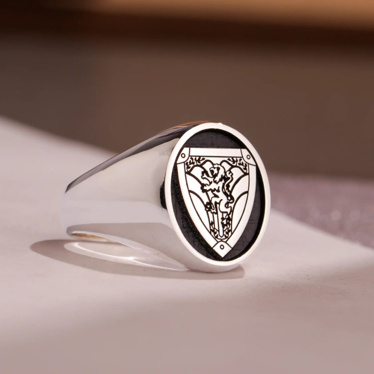 Custom Ring - 925 Silver - Raised Design with Black Inlay