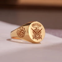 Thumbnail for Custom Ring - Gold Coated - Recessed Design with Side Engravings