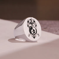 Thumbnail for Custom Ring - 925 Silver - Recessed Design with Black Inlay