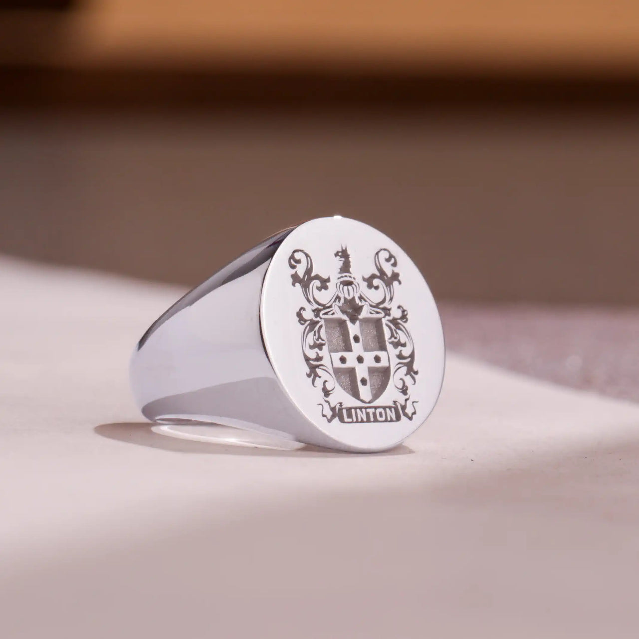 Custom Ring - White Gold Coated - Recessed Design