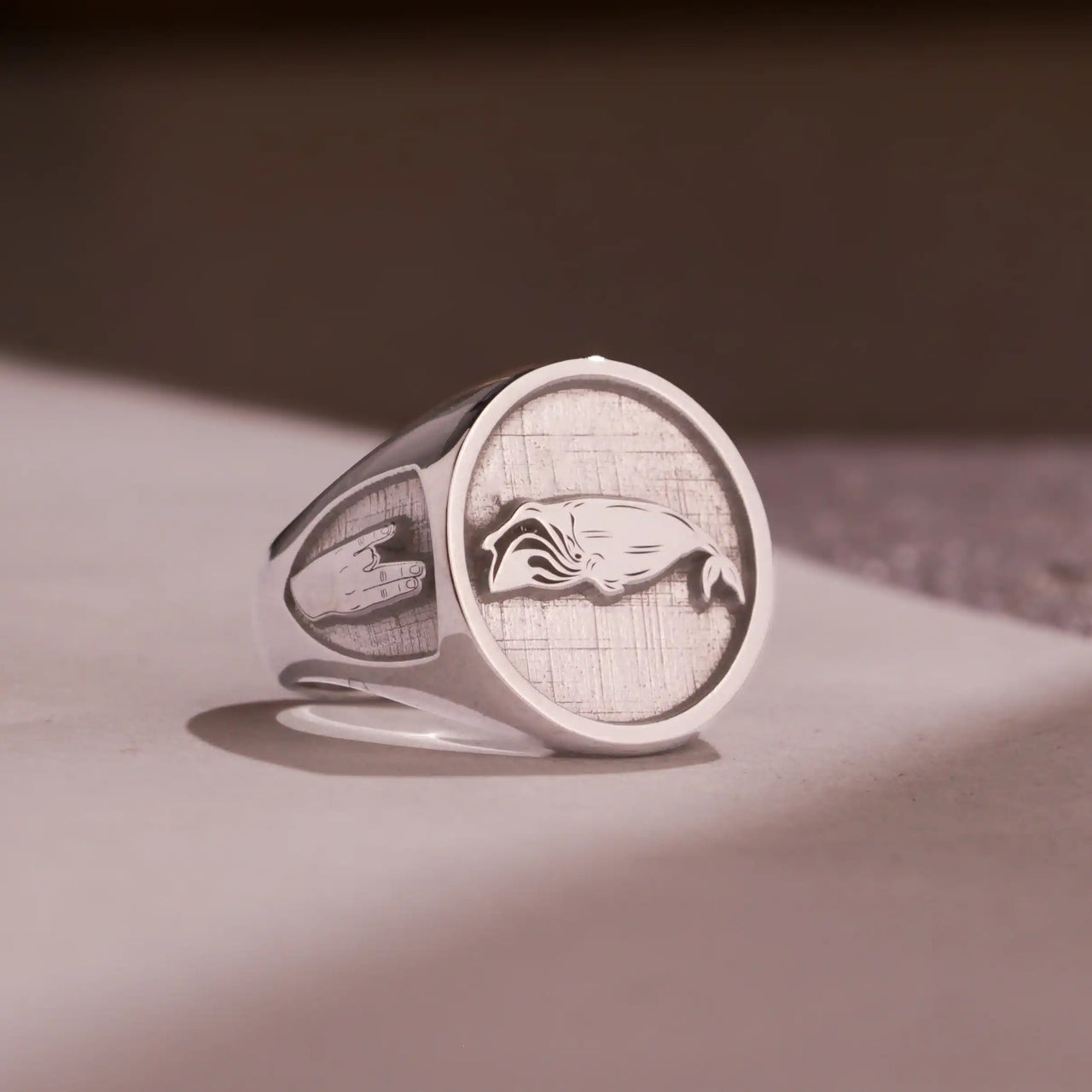 Custom Wax Seal Ring - 925 Silver - Recessed & Reversed Design with Side Engravings