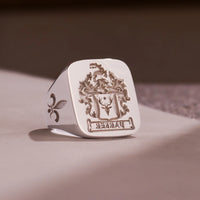 Thumbnail for Custom Wax Seal Ring - 925 Silver - Recessed & Reversed Design with Side Engravings