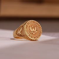 Thumbnail for Custom Ring - Gold Coated - Raised Design with Side Engravings