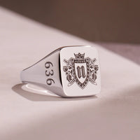 Thumbnail for Custom Ring - 925 Silver - Recessed Design with Side Engravings