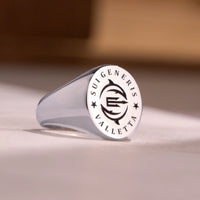 Thumbnail for Custom Ring - White Gold Coated - Recessed Design with Black Inlay