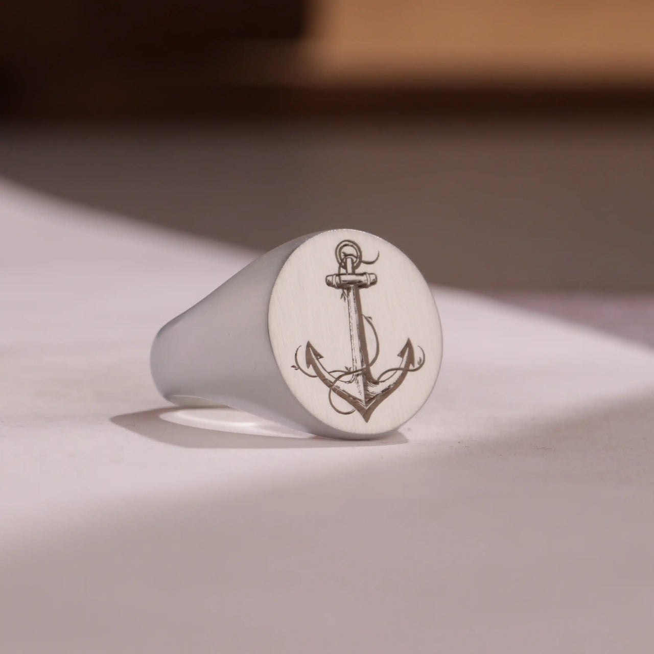 Custom Wax Seal Ring - White Gold Coated - Recessed & Reversed Design