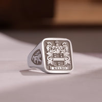 Thumbnail for Custom Ring - White Gold Coated - Raised Design with Side Engravings