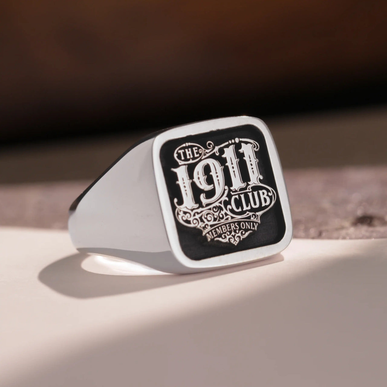 Custom Ring - 925 Silver - Raised Design with Black Inlay