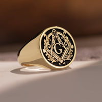 Thumbnail for Custom Ring - Gold Coated - Raised Design with Black Inlay